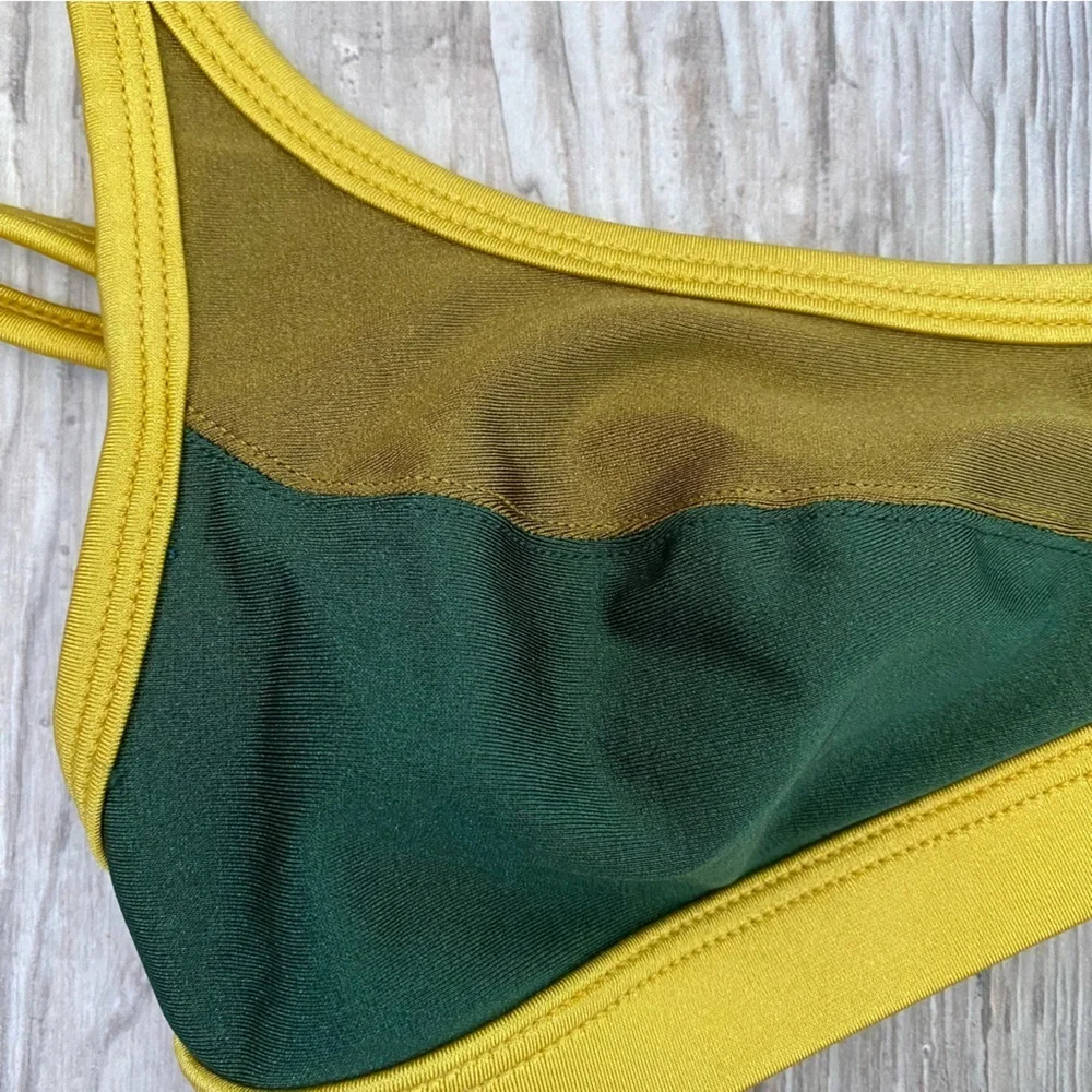 NWOT FAE gypsy bikini top color lock gold green 14004_6